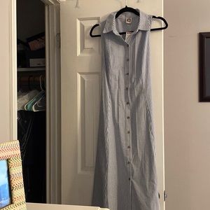 Anne Klein midi blue and white dress